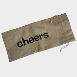 CHEERS Burlap Cinch Wine Bag